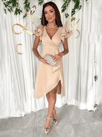 Midi Jurk met V-hals en Asymmetrische Zoom - Midi Dresses - Jurkjes.co