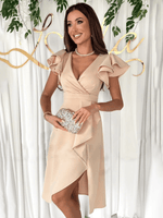 Midi Jurk met V-hals en Asymmetrische Zoom - Midi Dresses - Jurkjes.co