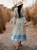 Midi Jurk met V-hals en Bloemenprint - Group11 - Jurkjes.co