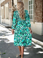 Midi Jurk met V-hals en Bloemenprint - Group3 - Jurkjes.co