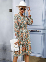 Midi Jurk met V-hals en Bloemenprint - Group5 - Jurkjes.co