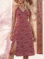 Midi Jurk met V-hals en Bloemenprint - Group6 - Jurkjes.co