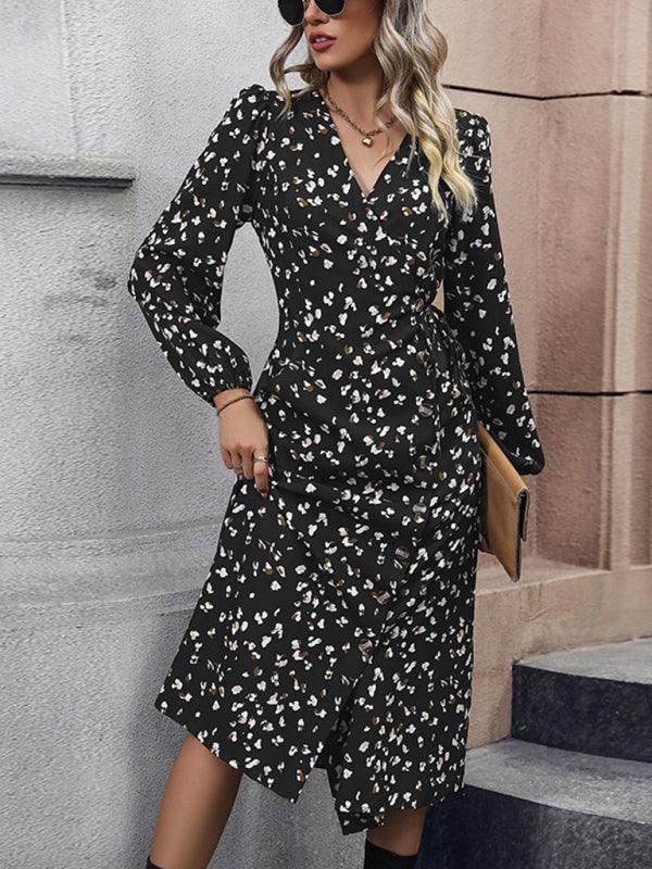 Midi Jurk met V-hals en Bloemenprint - Group9 - Jurkjes.co