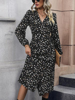 Midi Jurk met V-hals en Bloemenprint - Group9 - Jurkjes.co