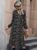 Midi Jurk met V-hals en Bloemenprint - Group9 - Jurkjes.co