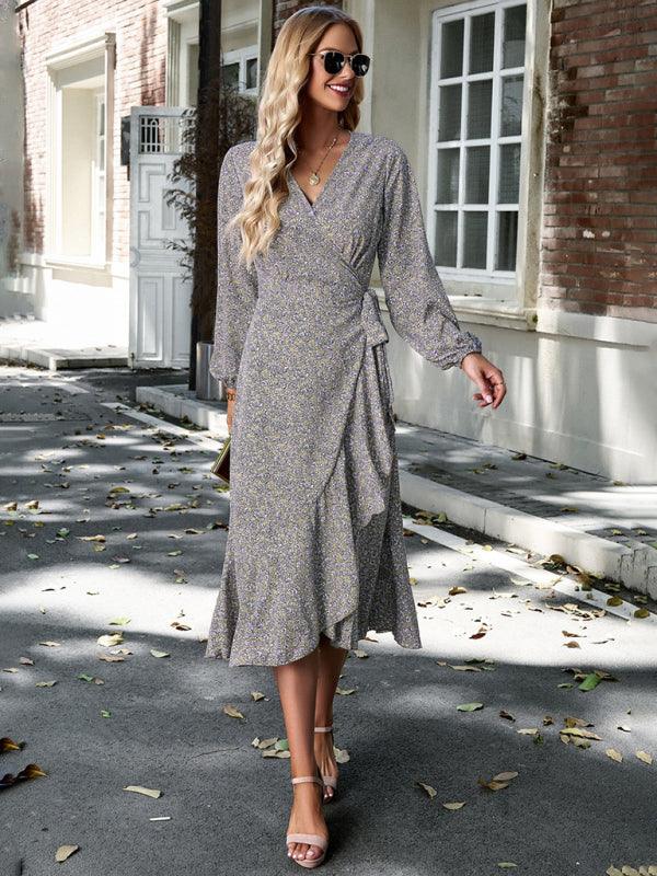 Midi Jurk met V-hals en Bloemenprint - Maxi Dresses - Jurkjes.co