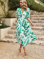 Midi Jurk met V-hals en Bloemenprint - Maxi Dresses - Jurkjes.co