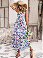 Midi Jurk met V-hals en Bloemenprint - Maxi Dresses - Jurkjes.co