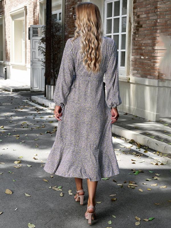 Midi Jurk met V-hals en Bloemenprint - Maxi Dresses - Jurkjes.co