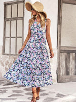 Midi Jurk met V-hals en Bloemenprint - Maxi Dresses - Jurkjes.co