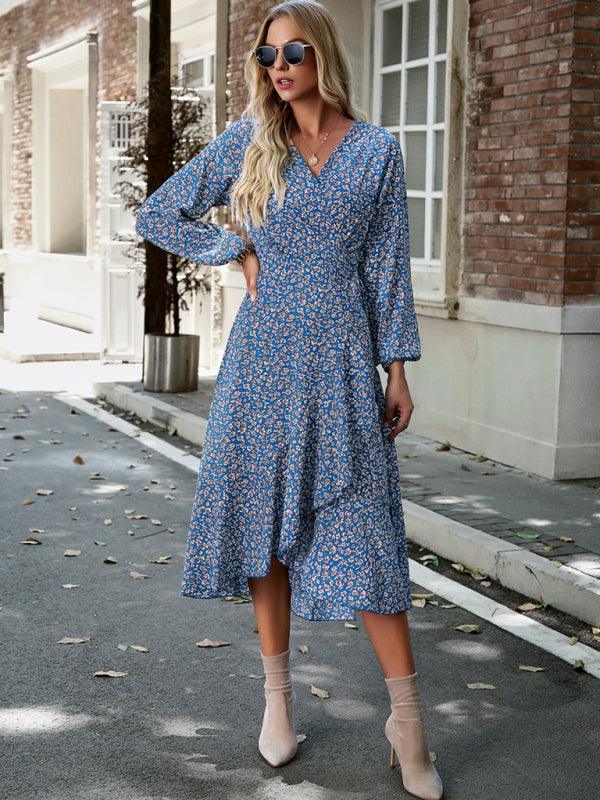 Midi Jurk met V-hals en Bloemenprint - Maxi Dresses - Jurkjes.co