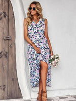 Midi Jurk met V-hals en Bloemenprint - Maxi Dresses - Jurkjes.co