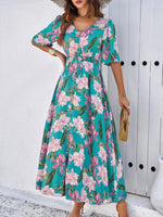 Midi Jurk met V-hals en Bloemenprint - Maxi Dresses - Jurkjes.co