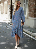 Midi Jurk met V-hals en Bloemenprint - Maxi Dresses - Jurkjes.co