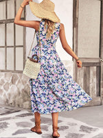 Midi Jurk met V-hals en Bloemenprint - Maxi Dresses - Jurkjes.co