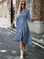 Midi Jurk met V-hals en Bloemenprint - Maxi Dresses - Jurkjes.co