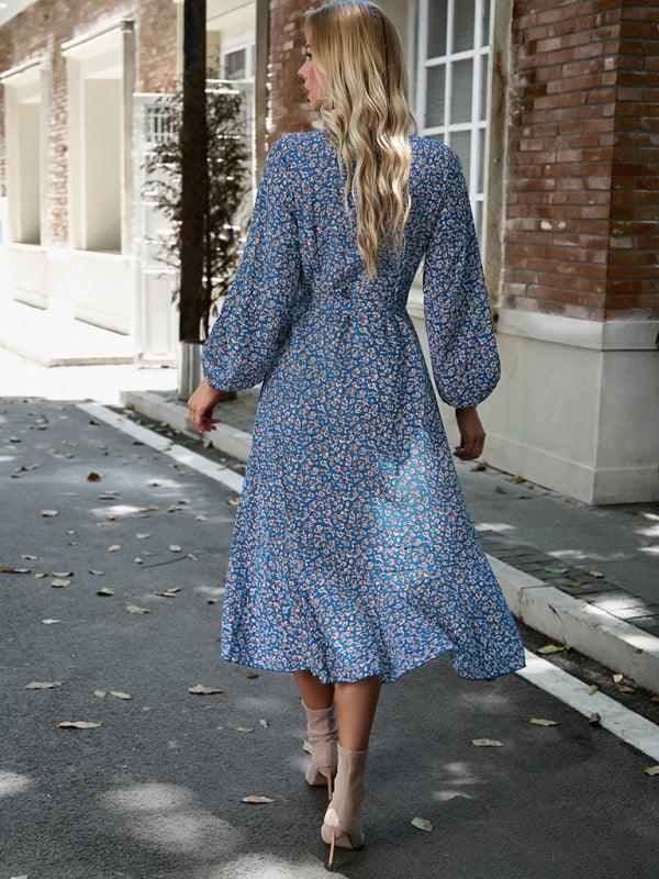 Midi Jurk met V-hals en Bloemenprint - Maxi Dresses - Jurkjes.co