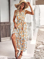 Midi Jurk met V-hals en Bloemenprint - Maxi Dresses - Jurkjes.co