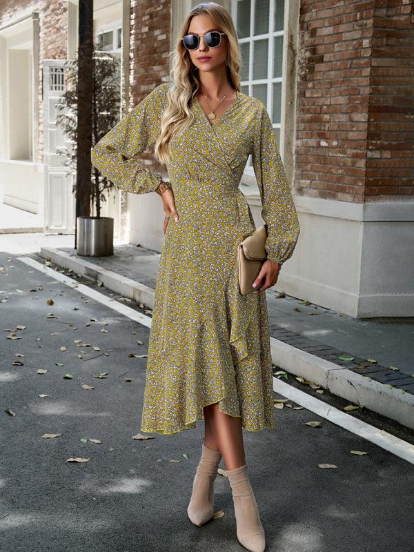Midi Jurk met V-hals en Bloemenprint - Maxi Dresses - Jurkjes.co
