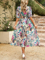 Midi Jurk met V-hals en Bloemenprint - Maxi Dresses - Jurkjes.co