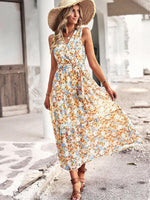 Midi Jurk met V-hals en Bloemenprint - Maxi Dresses - Jurkjes.co