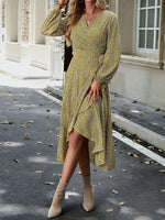 Midi Jurk met V-hals en Bloemenprint - Maxi Dresses - Jurkjes.co