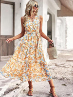 Midi Jurk met V-hals en Bloemenprint - Maxi Dresses - Jurkjes.co
