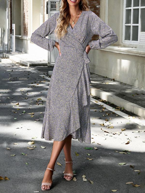 Midi Jurk met V-hals en Bloemenprint - Maxi Dresses - Jurkjes.co