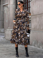 Midi Jurk met V-hals en Bloemenprint - Maxi Dresses - Jurkjes.co