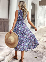 Midi Jurk met V-hals en Bloemenprint - Maxi Dresses - Jurkjes.co