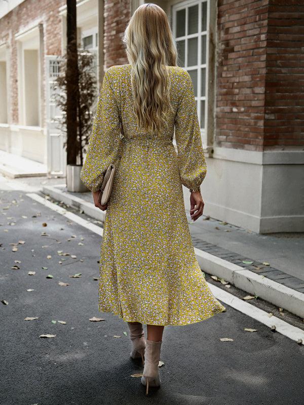 Midi Jurk met V-hals en Bloemenprint - Maxi Dresses - Jurkjes.co