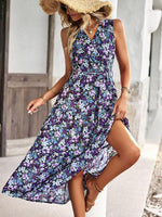 Midi Jurk met V-hals en Bloemenprint - Maxi Dresses - Jurkjes.co