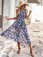 Midi Jurk met V-hals en Bloemenprint - Maxi Dresses - Jurkjes.co