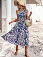 Midi Jurk met V-hals en Bloemenprint - Maxi Dresses - Jurkjes.co
