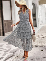 Midi Jurk met V-hals en Bloemenprint - Maxi Dresses - Jurkjes.co