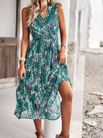 Midi Jurk met V-hals en Bloemenprint - Maxi Dresses - Jurkjes.co
