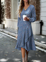 Midi Jurk met V-hals en Bloemenprint - Maxi Dresses - Jurkjes.co