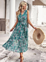 Midi Jurk met V-hals en Bloemenprint - Maxi Dresses - Jurkjes.co