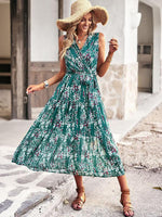 Midi Jurk met V-hals en Bloemenprint - Maxi Dresses - Jurkjes.co