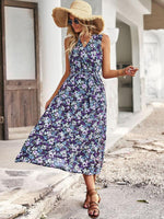 Midi Jurk met V-hals en Bloemenprint - Maxi Dresses - Jurkjes.co