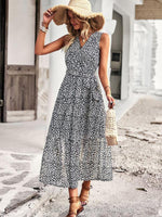 Midi Jurk met V-hals en Bloemenprint - Maxi Dresses - Jurkjes.co