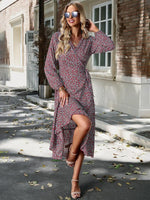 Midi Jurk met V-hals en Bloemenprint - Maxi Dresses - Jurkjes.co