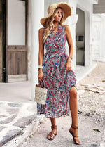 Midi Jurk met V-hals en Bloemenprint - Maxi Dresses - Jurkjes.co