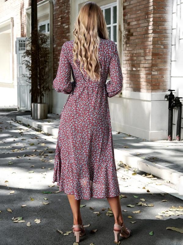 Midi Jurk met V-hals en Bloemenprint - Maxi Dresses - Jurkjes.co