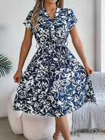 Midi Jurk met V-hals en Bloemenprint - Midi Dresses - Jurkjes.co