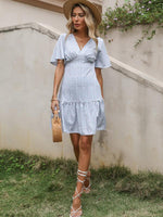 Midi Jurk met V-hals en Bloemenprint - Midi Dresses - Jurkjes.co