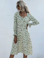 Midi Jurk met V-hals en Bloemenprint - Midi Dresses - Jurkjes.co
