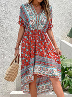 Midi Jurk met V-hals en Bloemenprint - Midi Dresses - Jurkjes.co