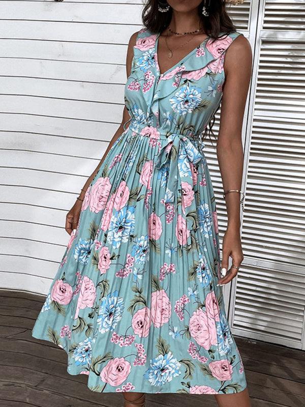 Midi Jurk met V-hals en Bloemenprint - Midi Dresses - Jurkjes.co