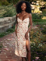 Midi Jurk met V-hals en Bloemenprint - Midi Dresses - Jurkjes.co